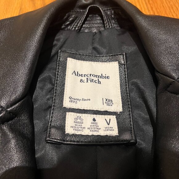 Abercrombie & Fitch Women's Vegan Leather Moto Jacket in Black, XXS - Picture 2 of 11
